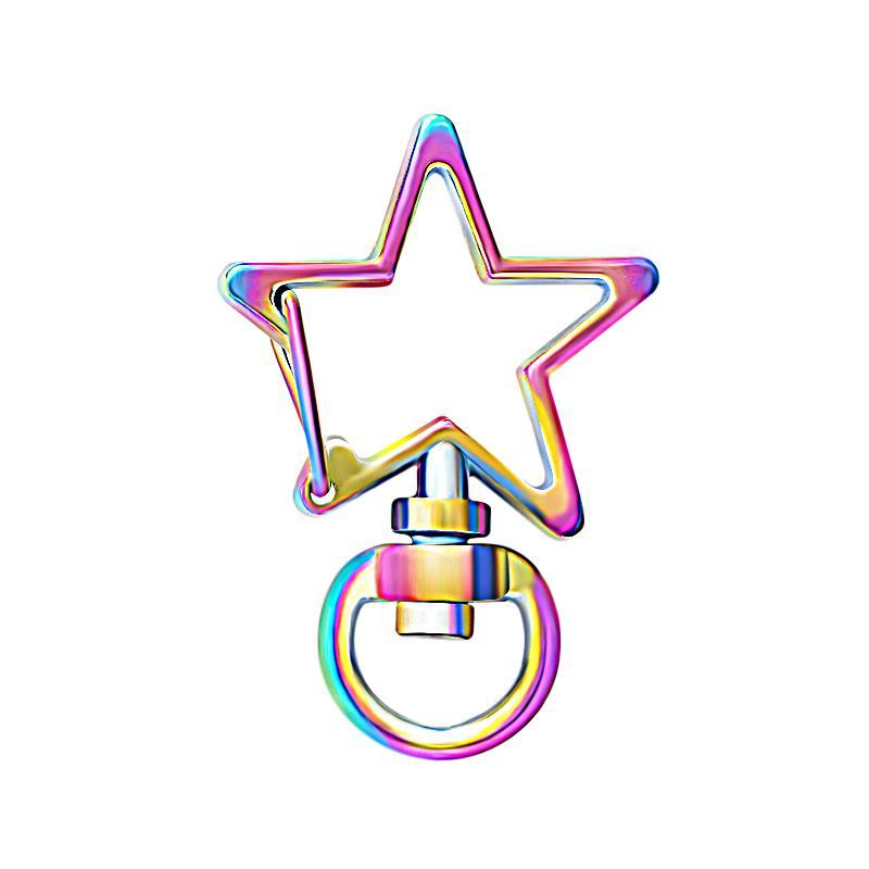 Star-Shaped Swivel Snap Hook Keychain Metal Spring Snap Key Ring Multicolor -