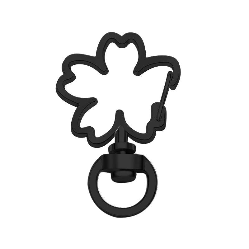 Cherry Blossoms Swivel Snap Hook Keychain Metal Spring Snap Key Ring Black - 