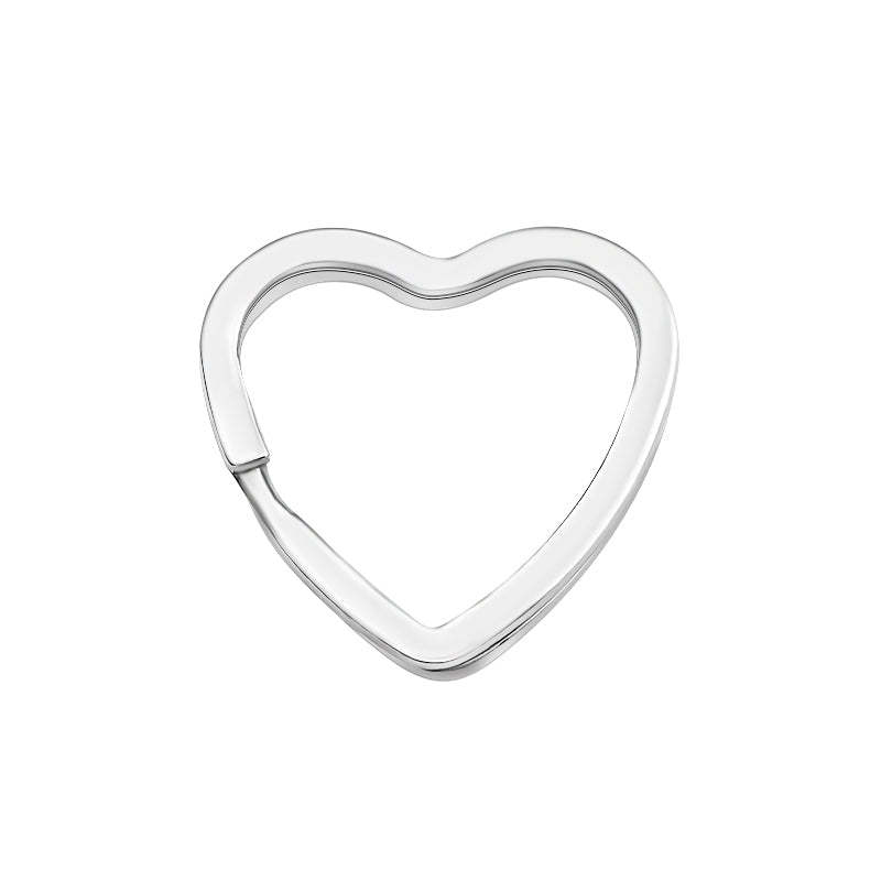 Heart-Shape Flat Key Ring Metal Split Parting Key Ring Silver -