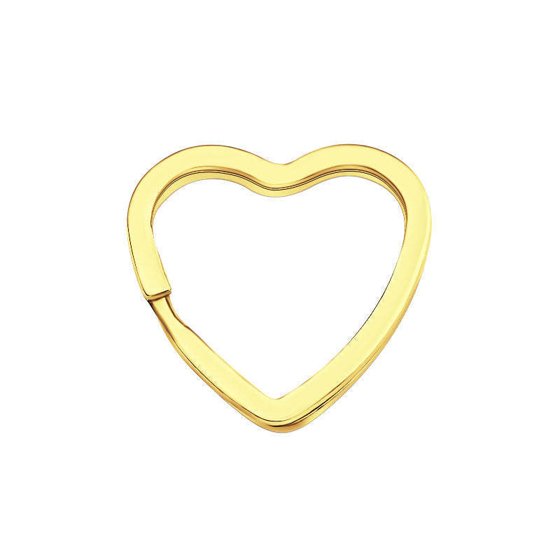 Heart-Shape Flat Key Ring Metal Split Parting Key Ring Gold - 