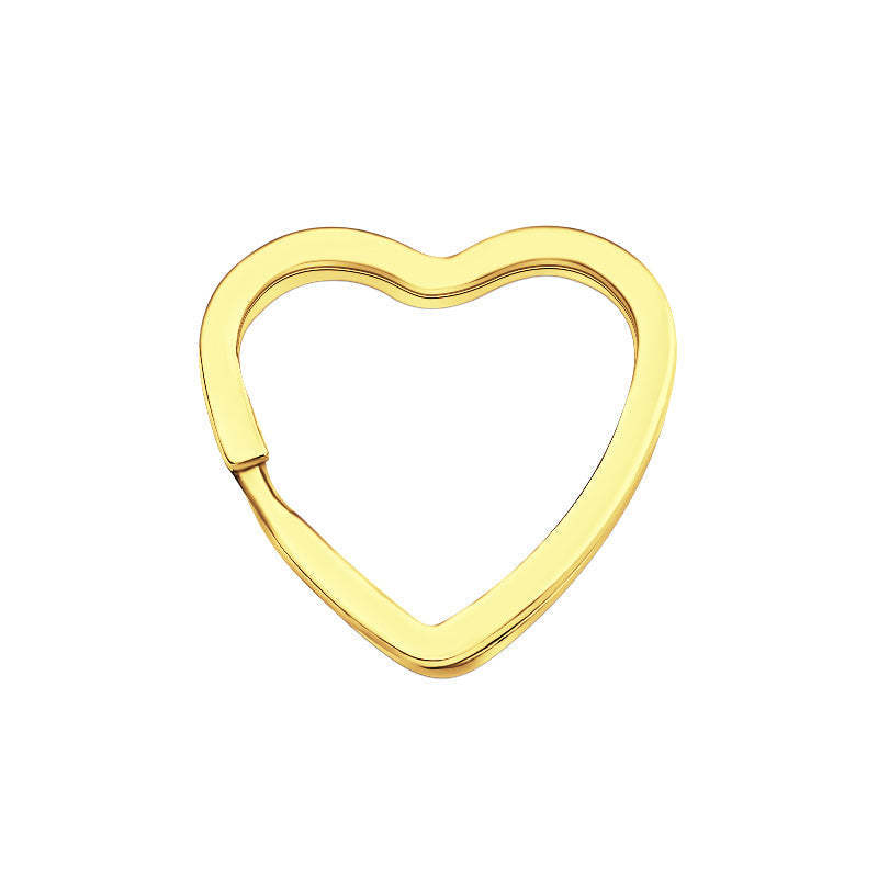 Heart-Shape Flat Key Ring Metal Split Parting Key Ring Gold -