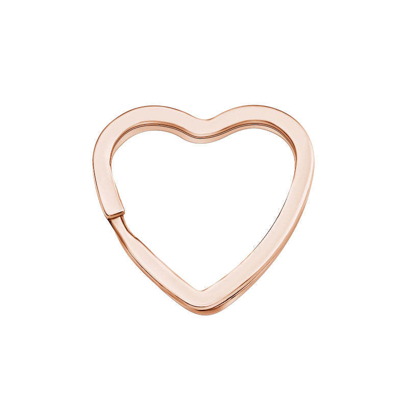 Heart-Shape Flat Key Ring Metal Split Parting Key Ring Rose Gold - 