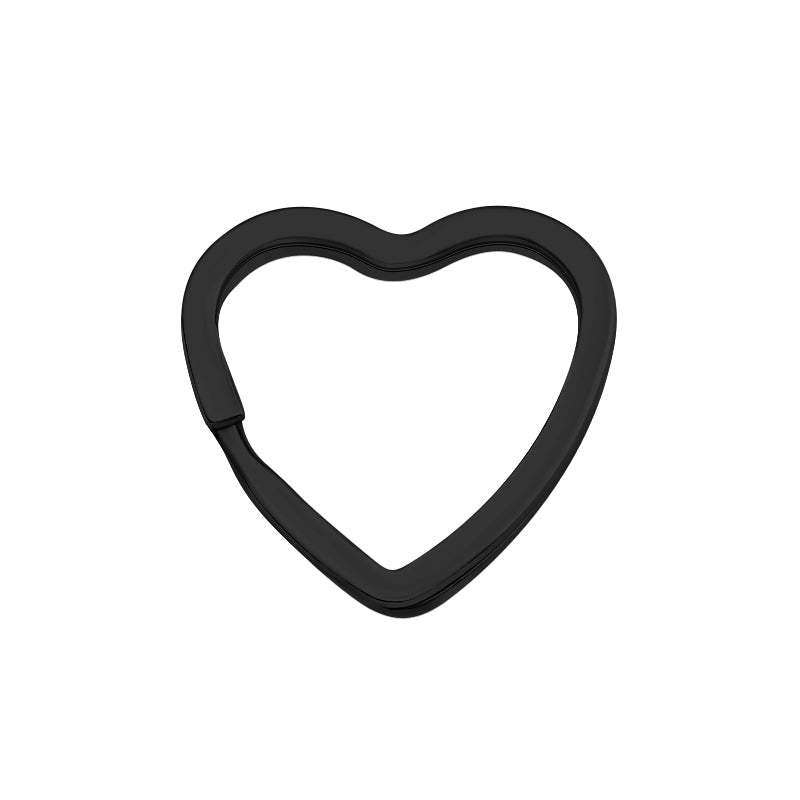 Heart-Shape Flat Key Ring Metal Split Parting Key Ring Black -