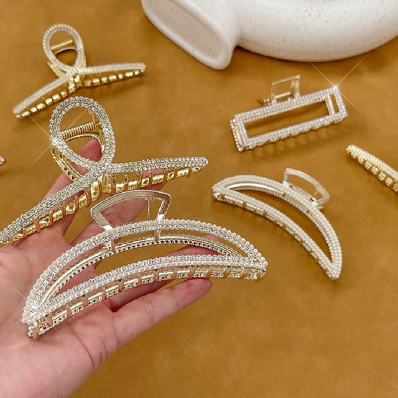 Pearl Rhinestone Large Grip Clip Fashion Temperament Grip Clip Gift for Her - soufeelmy