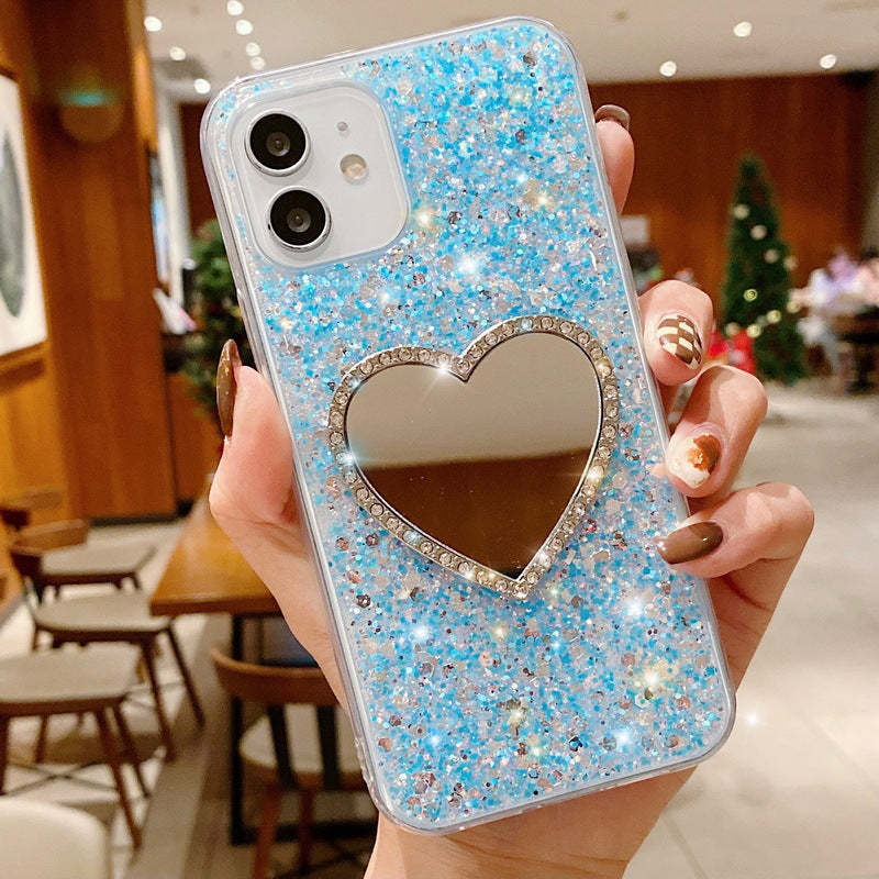 Love Mirror Glitter Powder with Diamond Mobile Phone Case Gift for Her - soufeelmy