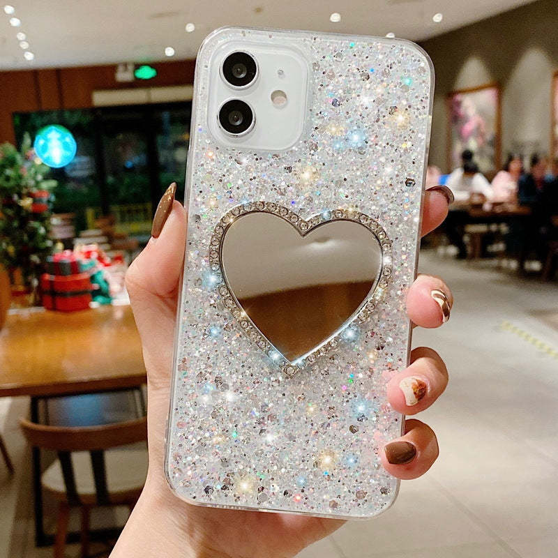 Love Mirror Glitter Powder with Diamond Mobile Phone Case Gift for Her - soufeelmy