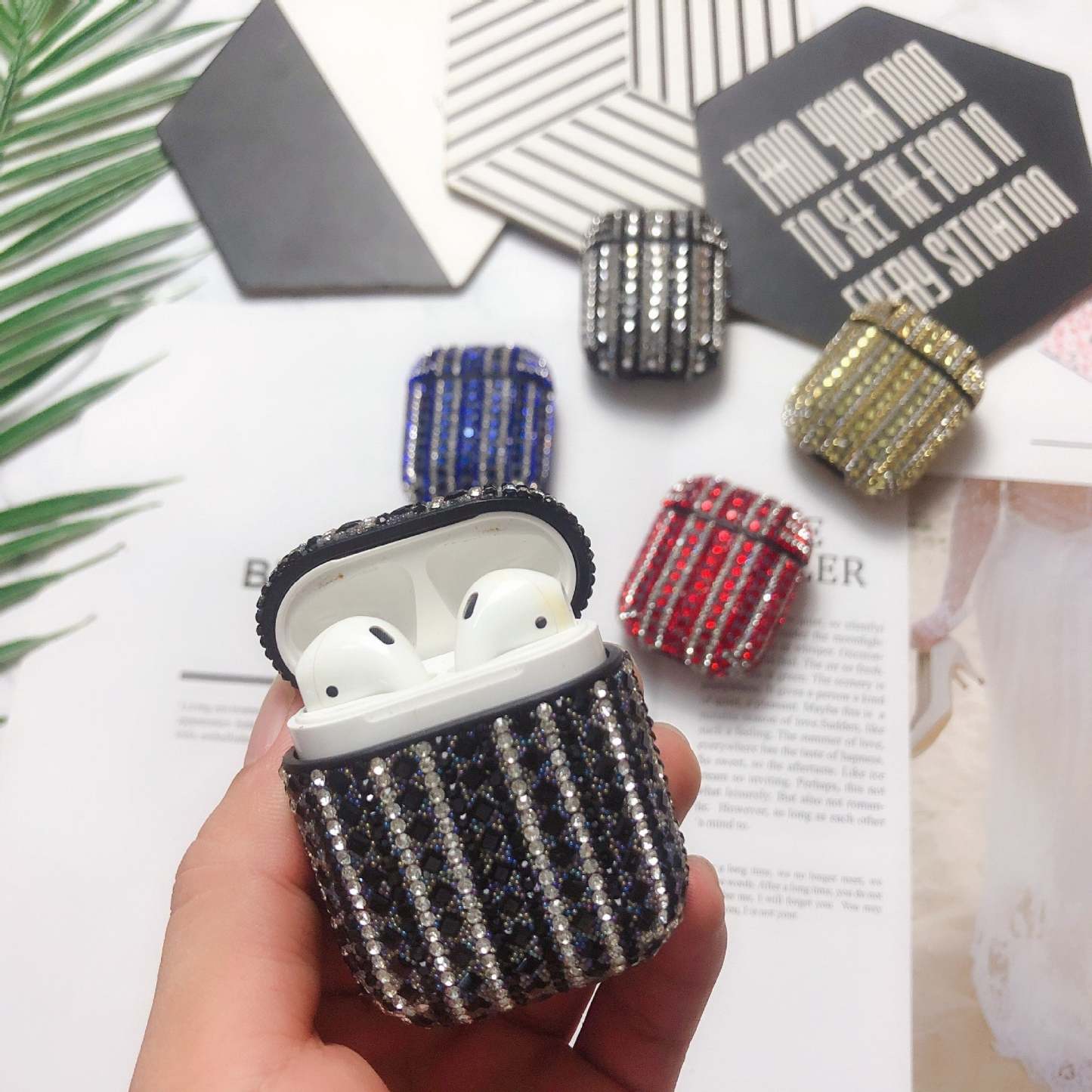 Creative Headphone Shell Diamond Stripe Exquisite Gifts for Airpods1/2 - soufeelmy