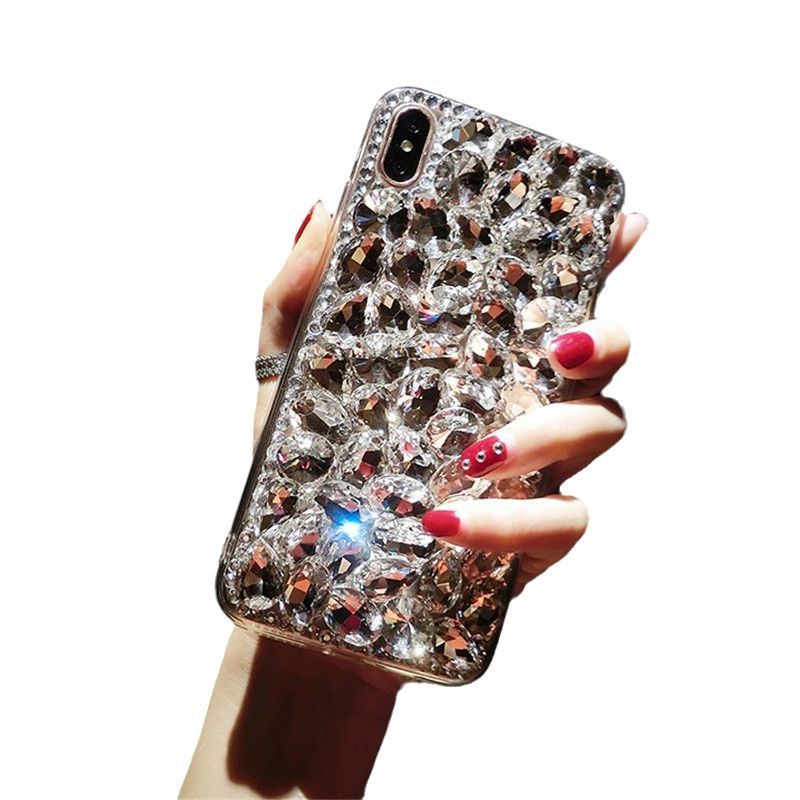 Handmade Rhinestone iPhone Case All Inclusive Silicone Phone Protective Cover - soufeelmy