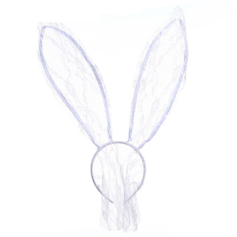 Sexy Bunny Ears Veil Headbands Lace Mask Veils Hair Band - soufeelmy