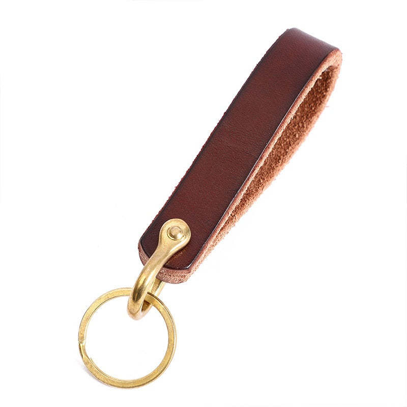 Vintage Leather Car Keychain with Survival Whistle Gift for Men - soufeelmy