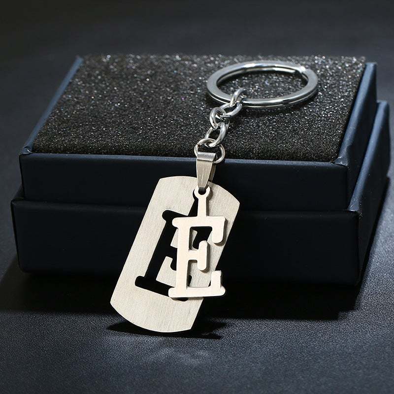 Silver Alphabet Keychain Simple Initial Letter Keychain Birthday Gift - 