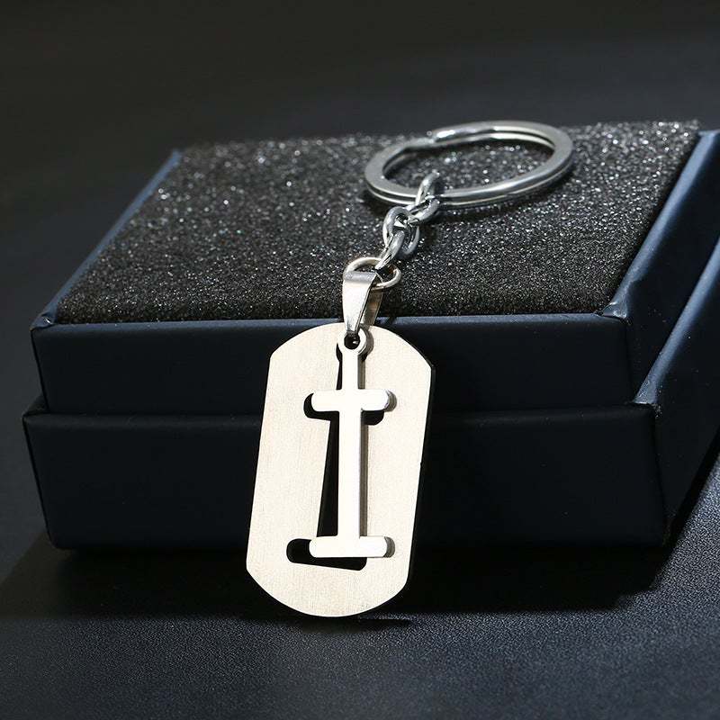 Silver Alphabet Keychain Simple Initial Letter Keychain Birthday Gift - 