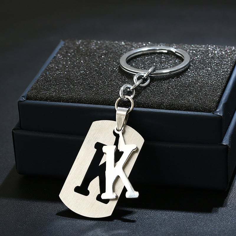 Silver Alphabet Keychain Simple Initial Letter Keychain Birthday Gift -