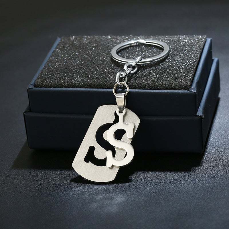 Silver Alphabet Keychain Simple Initial Letter Keychain Birthday Gift - 