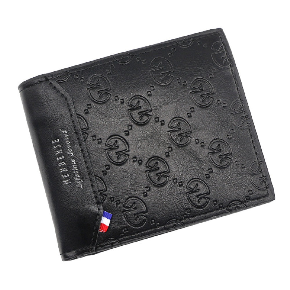 Men's Short Leather Bifold Wallet Business Casual Embossed Wallet Father's Day Gifts - soufeelmy