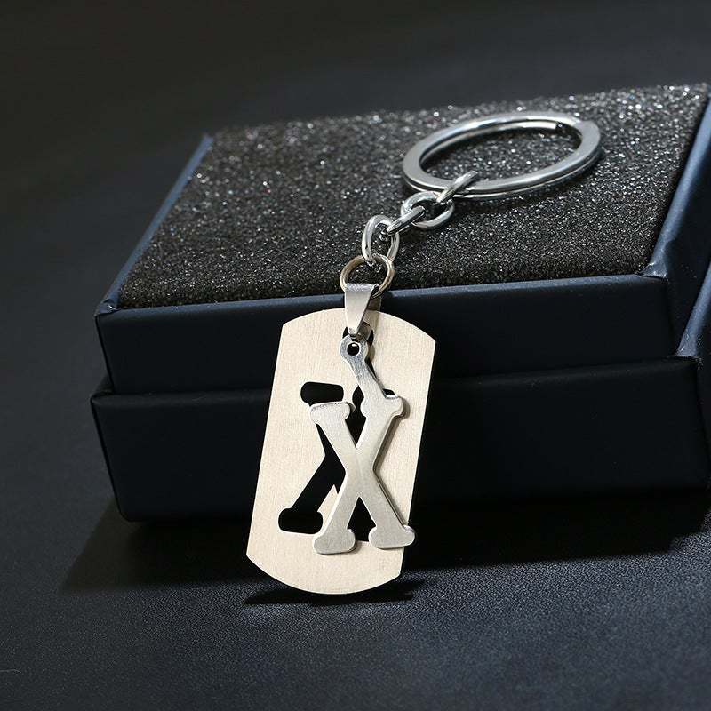Silver Alphabet Keychain Simple Initial Letter Keychain Birthday Gift -