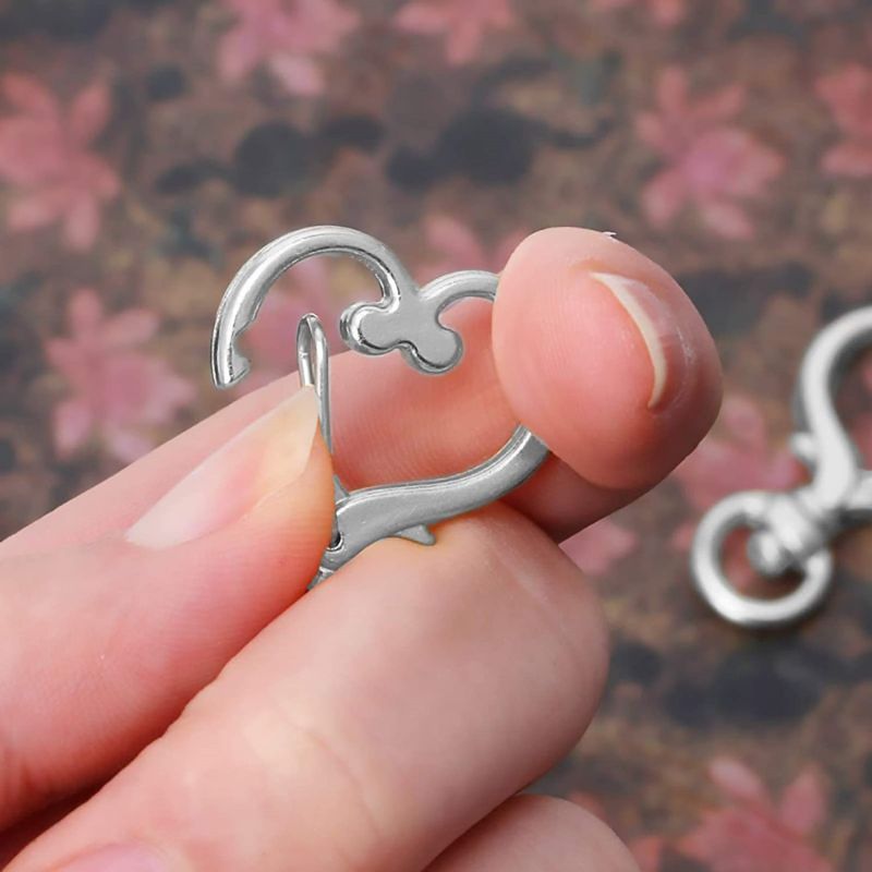 Heart-Shaped Swivel Snap Hook Keychain Metal Spring Snap Keychain Hook Lobster Clasp Key Ring Silver - 