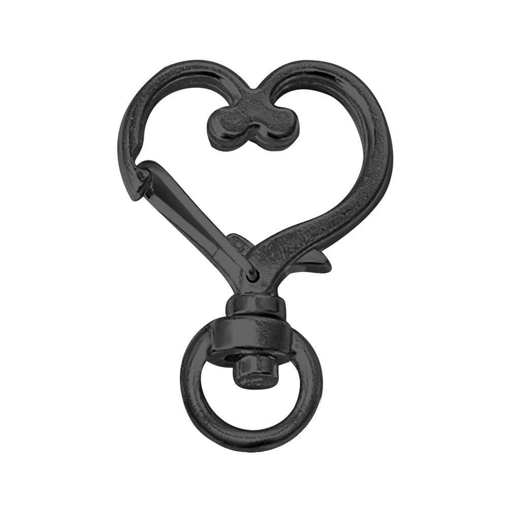 Heart-Shaped Swivel Snap Hook Keychain Metal Spring Snap Keychain Hook Lobster Clasp Key Ring Black - 