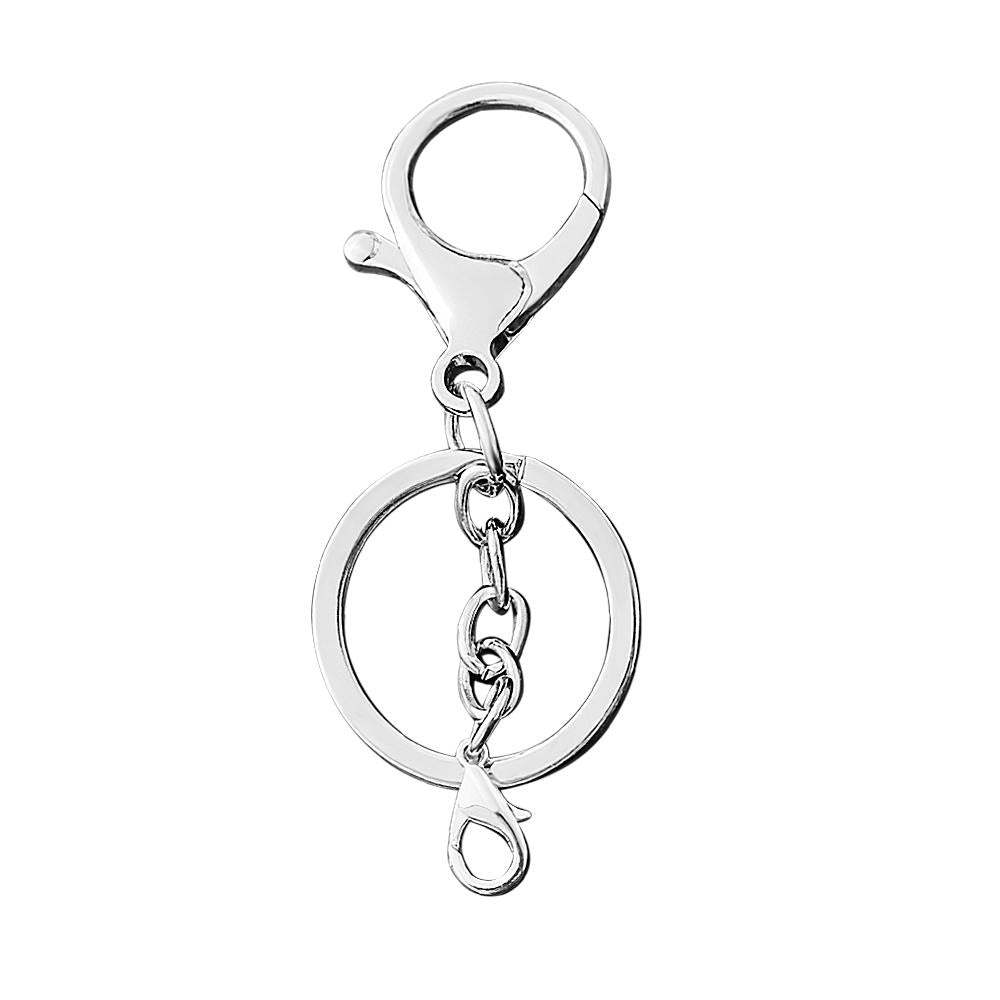 Open Jump Ring with Lobster Clasps and Extension Chain for Jewelry Making DIY Keychain Accessories Silver -