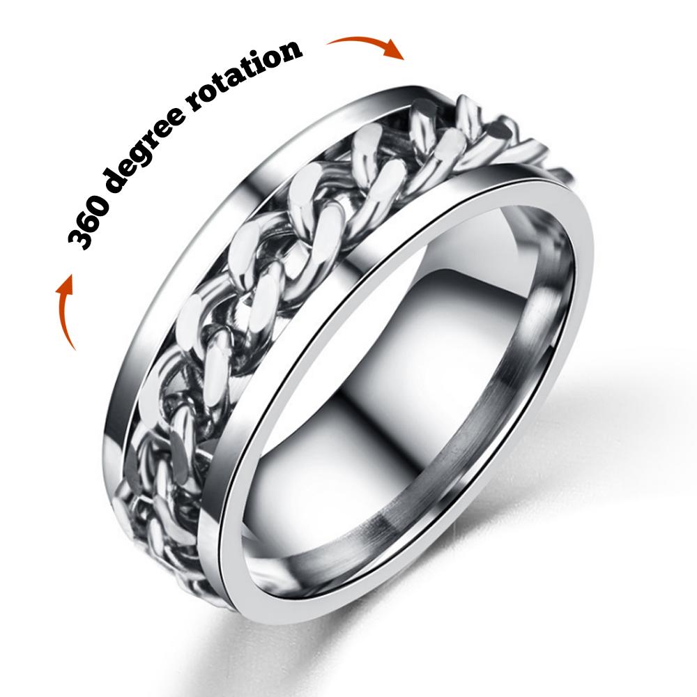 Men's Anxiety Ring Rotating Ring Punk Rock Bands Male Boys Jewelry Gifts For Him - soufeelmy
