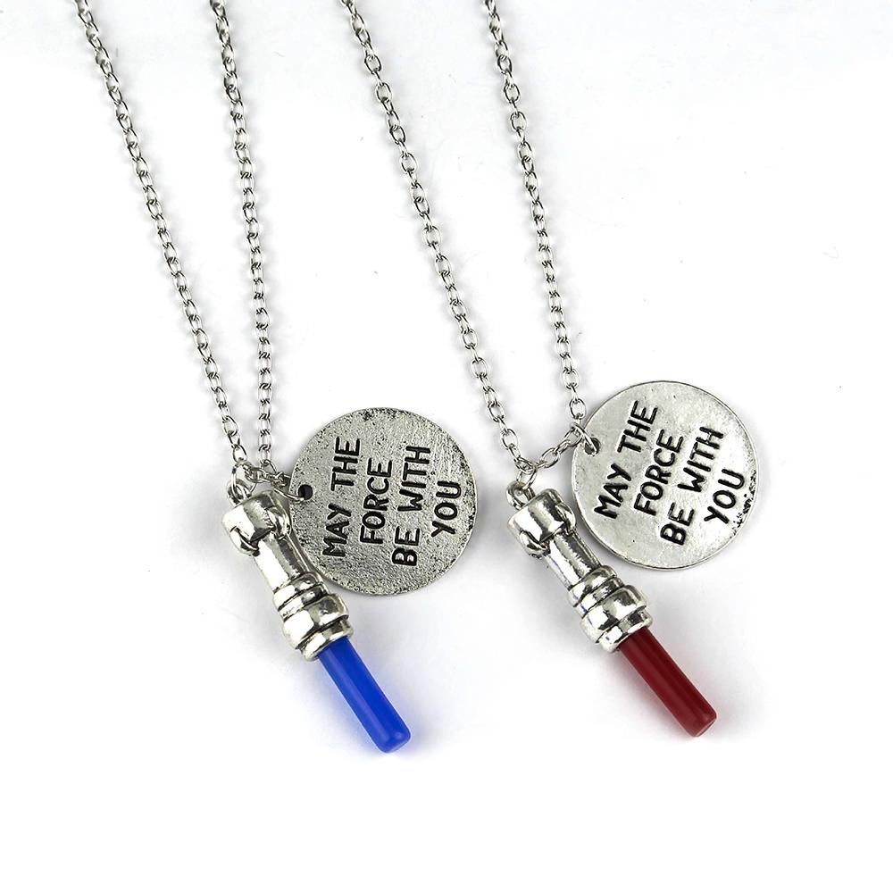 May The Force Be With You Lightsaber Necklace MTFBWY Necklace Fun And Creative Gifts For Him - soufeelmy