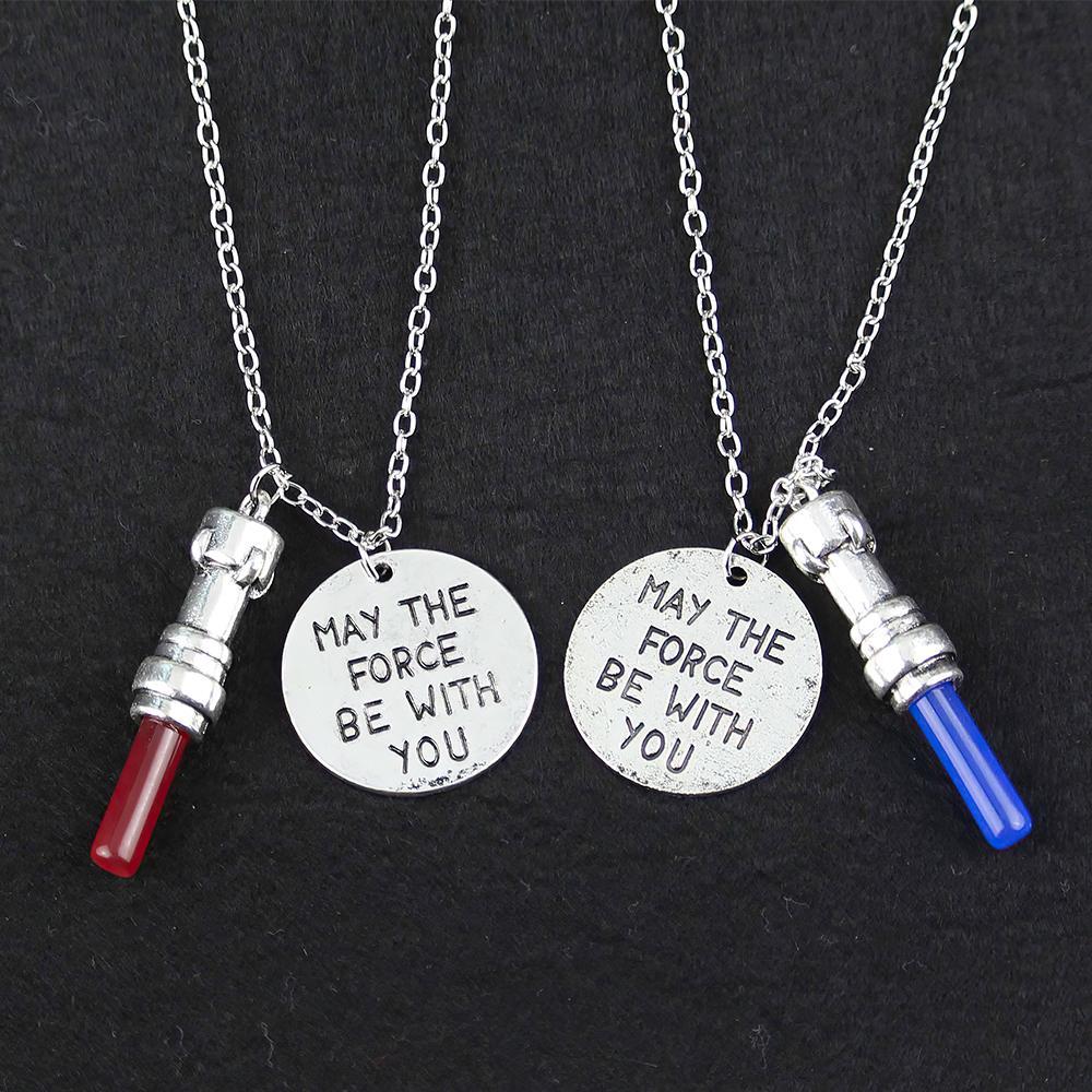 May The Force Be With You Lightsaber Necklace MTFBWY Necklace Fun And Creative Gifts For Him - soufeelmy