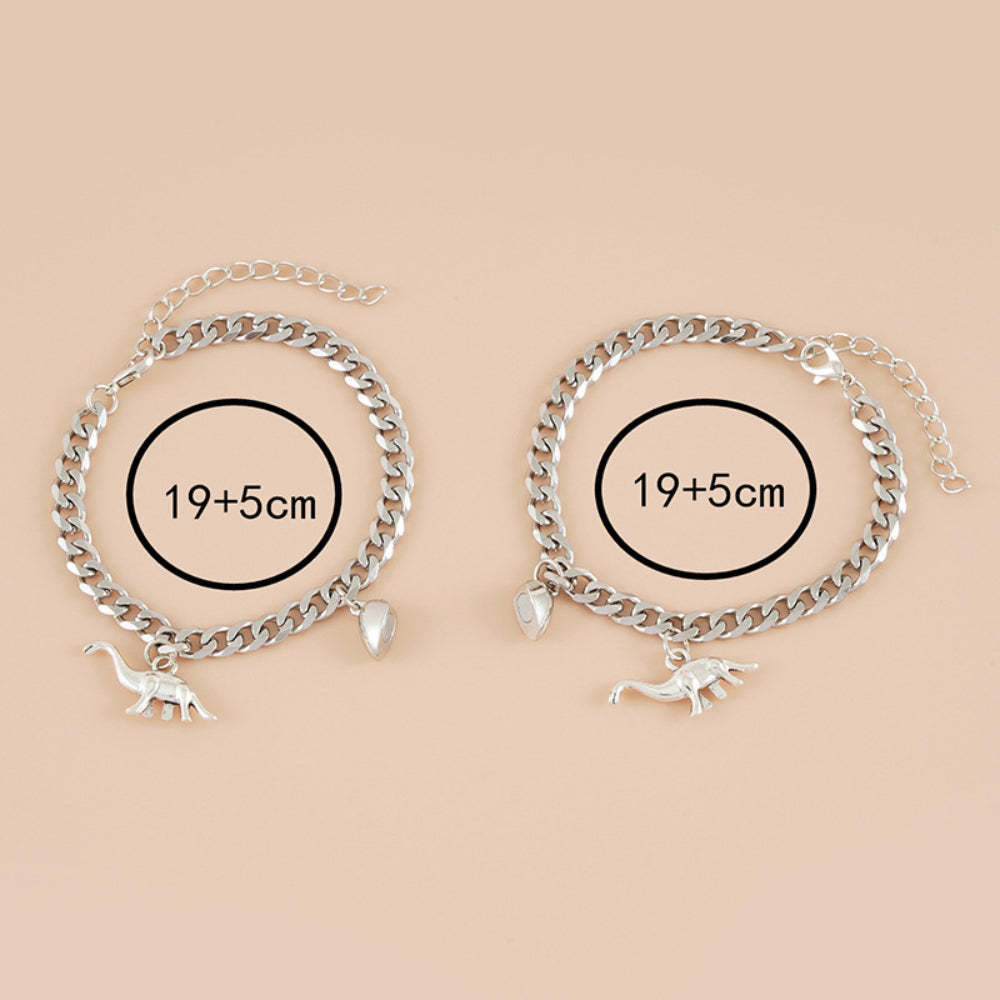 Magnetic Couple Bracelet Set Creative Dinosaur Pendant Stainless Steel Valentine's Day Gift for Couples - soufeelmy