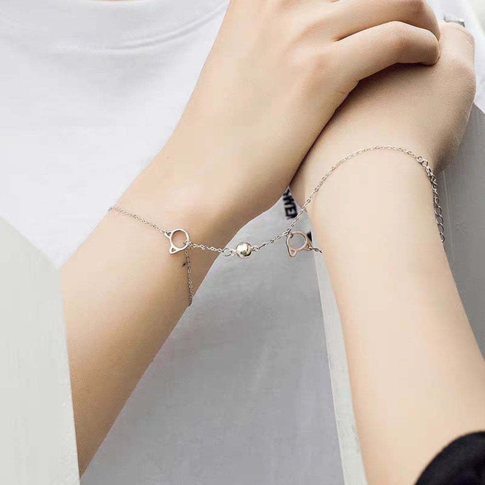 Magnetic Couple Bracelet Set Cute Kitty Pendant Valentine's Day Gift for Couples - soufeelmy