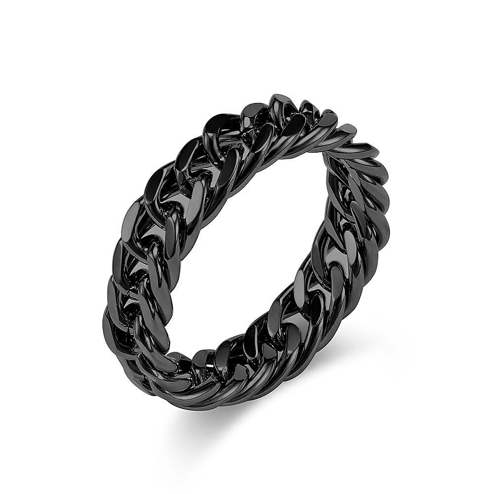 Titanium Steel Cuban Curb Link Chain Wedding Band Biker Ring Men's Ring - soufeelmy