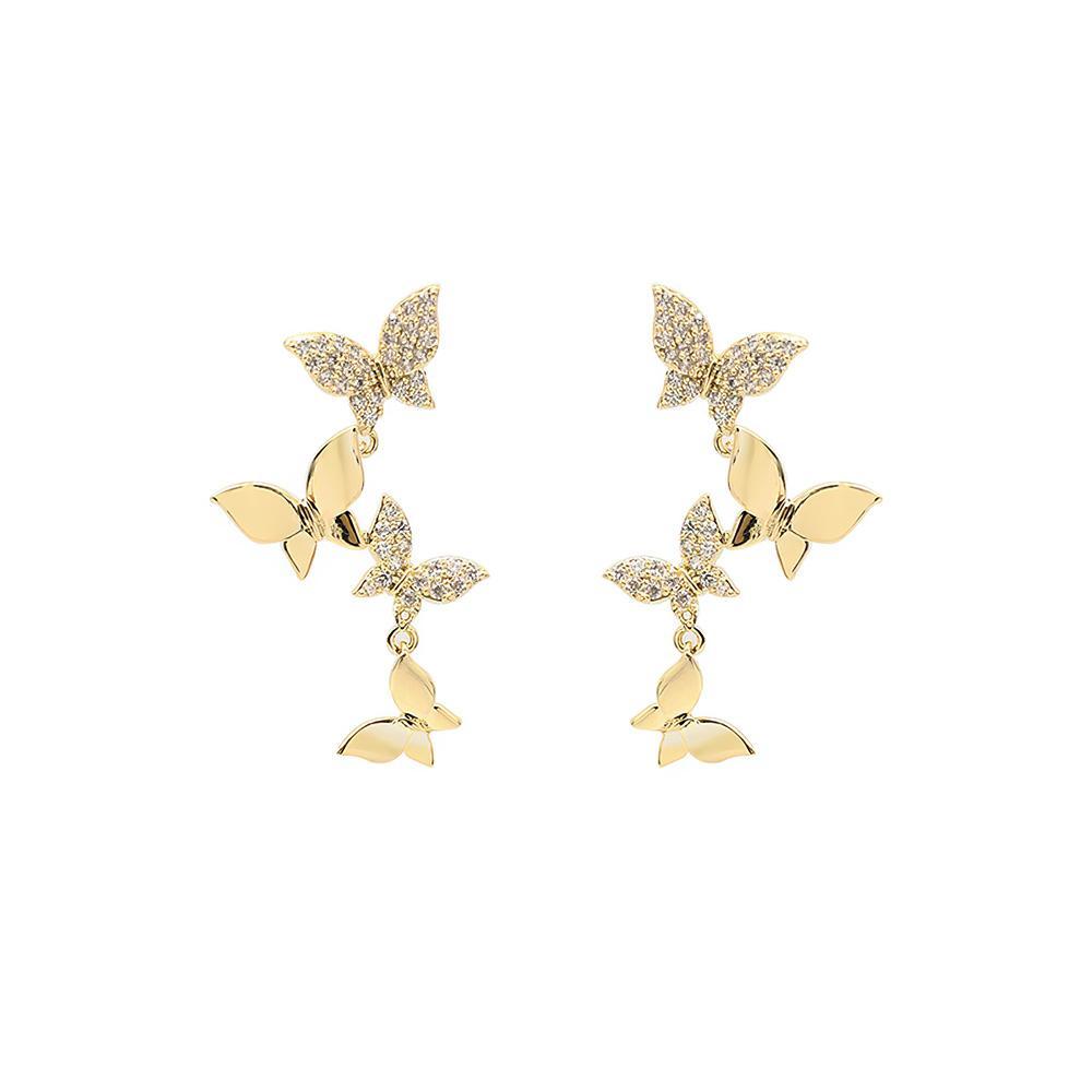 Butterfly Linear Drop Earrings Social Butterfly Long Earrings Bridesmaid Gift - soufeelmy