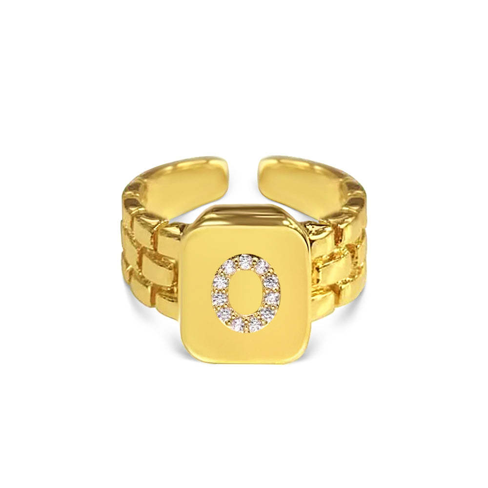 Gold Zircon A-Z Letter Women Ring - soufeelmy