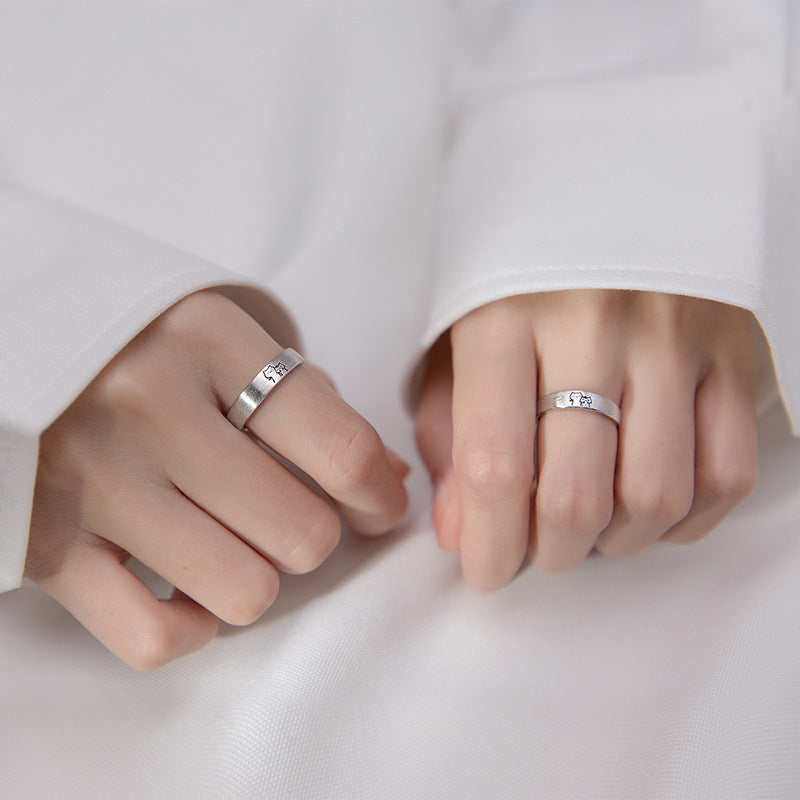 Cute Cat Matching Ring Adjustable Ring Animal Couple Jewelry Gift - soufeelmy