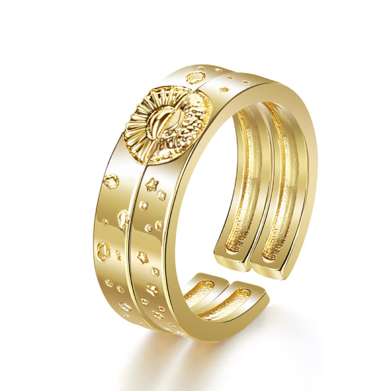 Sun and Moon Couple Rings Matching Ring Adjustable Ring Jewelry Gift for Lovers - soufeelmy