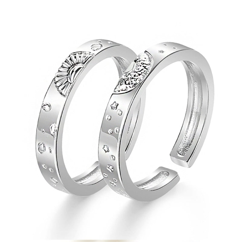Sun and Moon Couple Rings Matching Ring Adjustable Ring Jewelry Gift for Lovers - soufeelmy