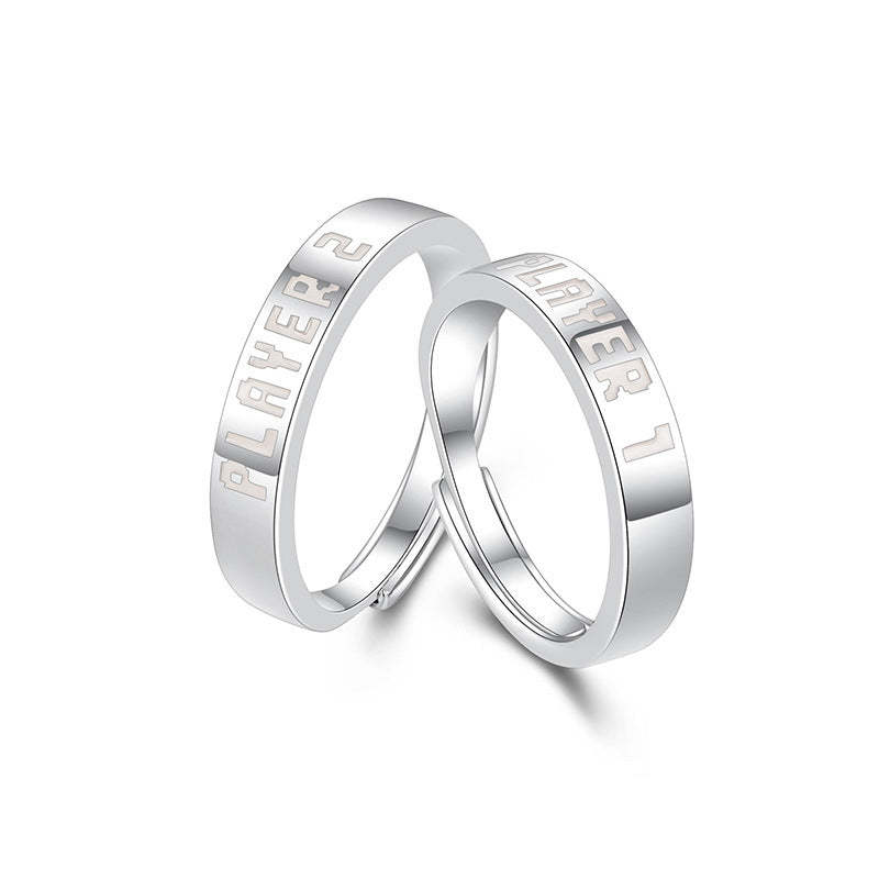 Matching Promise Rings Couple Adjustable Ring Shine Ring Jewelry Gift for Lovers - soufeelmy