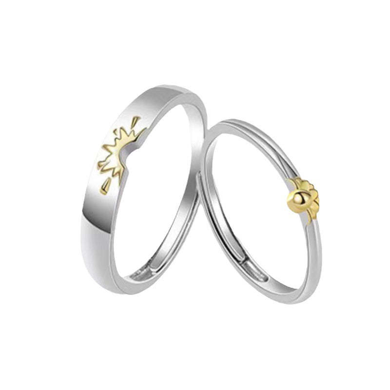 Sunflower Matching Promise Rings Couple Adjustable Ring Jewelry Gift for Lovers - soufeelmy