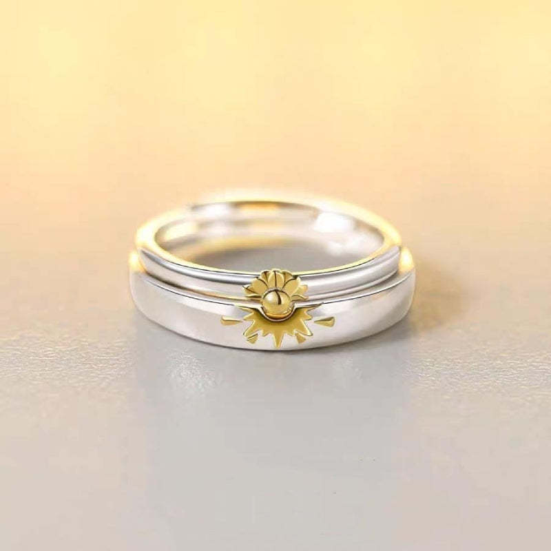 Sunflower Matching Promise Rings Couple Adjustable Ring Jewelry Gift for Lovers - soufeelmy