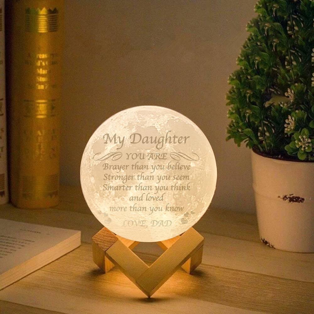 Engraved Moon Lamp with Little Heart, Custom 3D Moon Lamp for Your Babies - Touch Two Colors 15cm-20cm Available - soufeelmy