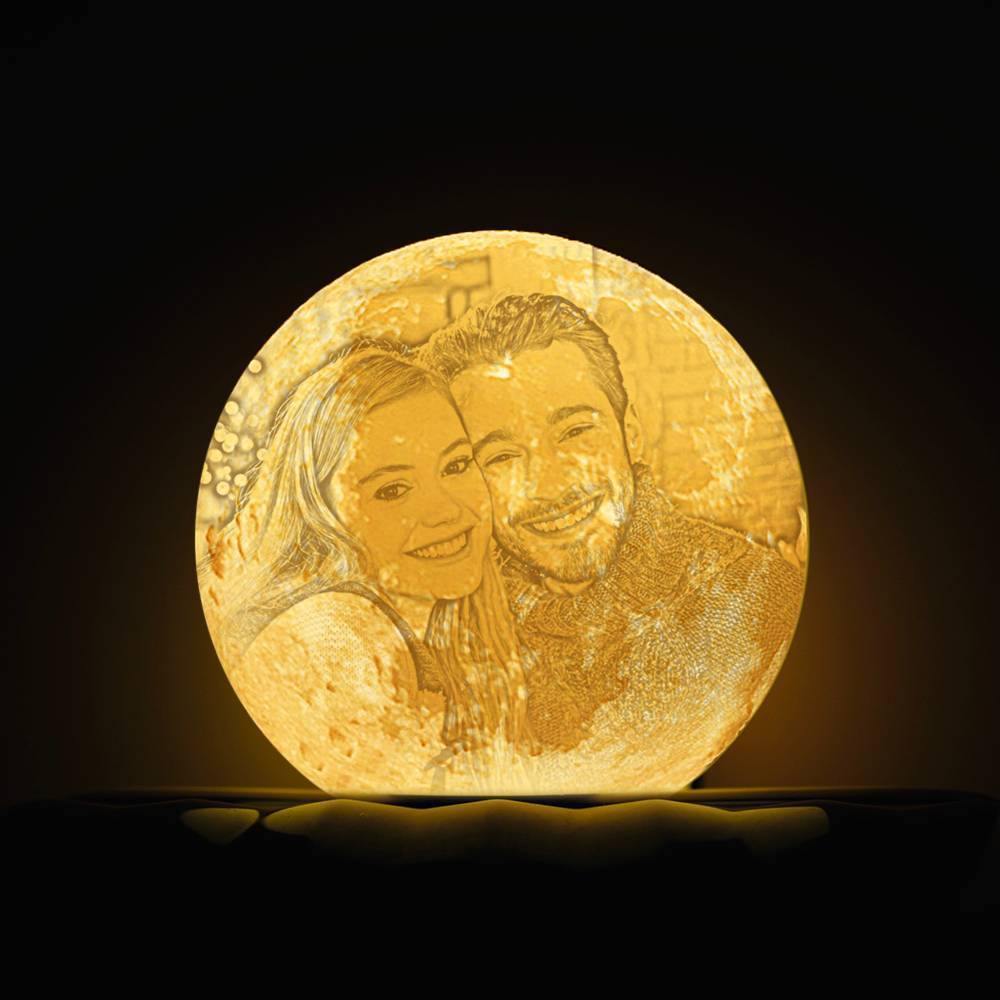 Photo Moon Lamp, Custom 3D Photo Light, Lamp Moon Couple's Gift - Touch Two Colors 15cm-20cm Available - soufeelmy
