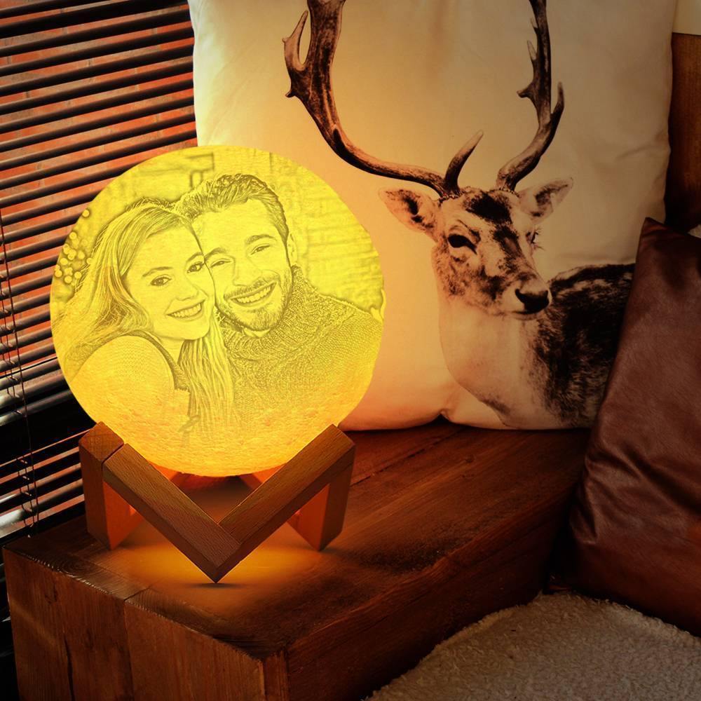 Photo Moon Lamp, Custom 3D Photo Light, Lamp Moon Couple's Gift - Touch Two Colors 15cm-20cm Available - soufeelmy