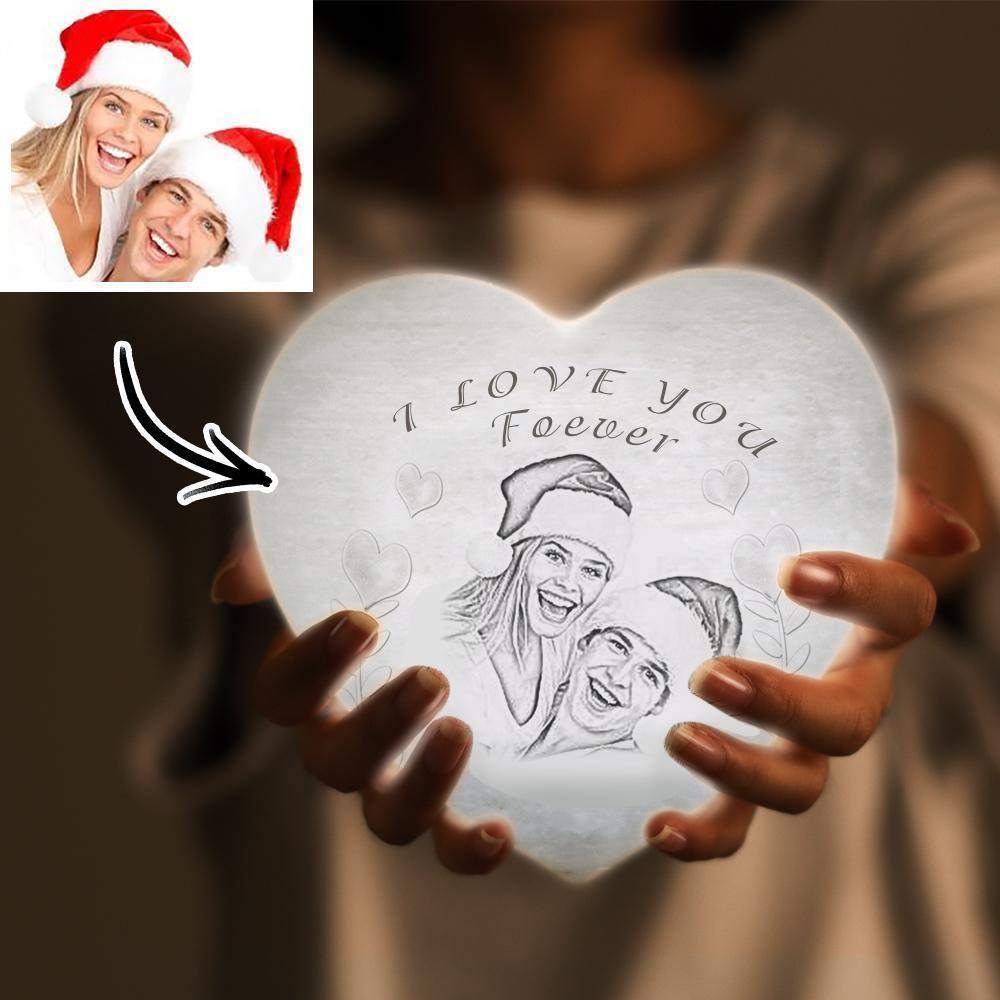 Christmas Gifts Photo Moon Lamp Custom 3D Photo Light Lamp Moon Heart Shape for Mother - Touch Three Colors 4.72inch 5.9inch - soufeelmy