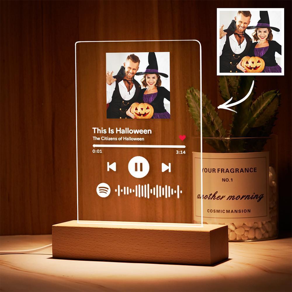 Scannable Halloween Spotify Code Frame Acrylic Music Plaque Night Light Best Halloween Gifts For Her