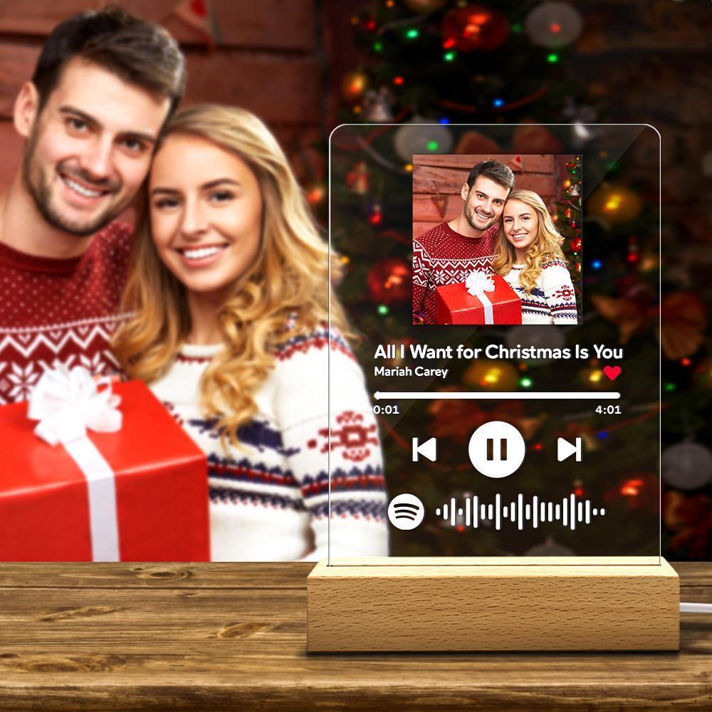 Scannable Christmas Spotify Code Photo Frame Acrylic Music Plaque Night Light Unique Christmas Gifts For Him