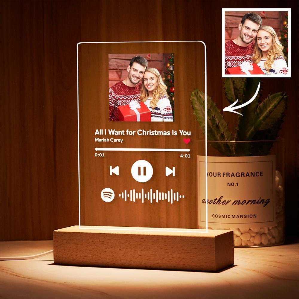 Scannable Christmas Spotify Code Photo Frame Acrylic Music Plaque Night Light Unique Christmas Gifts For Him