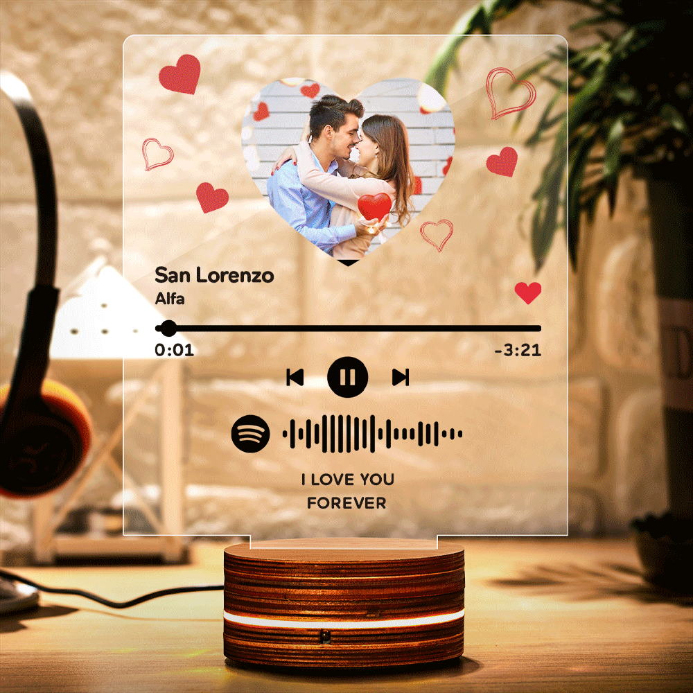 Custom Spotify Art Night Light with Scannable Anniversary Gift for Her - soufeelmy