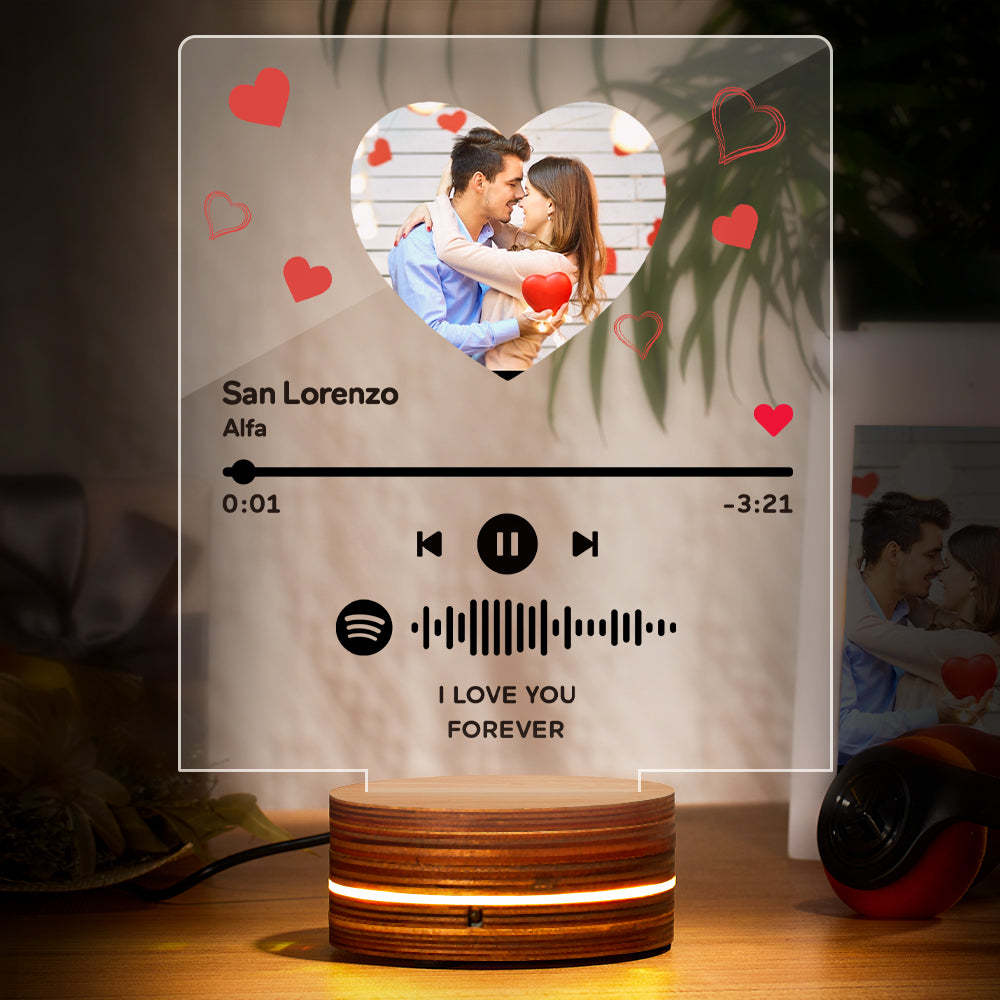 Custom Spotify Art Night Light with Scannable Anniversary Gift for Her - soufeelmy