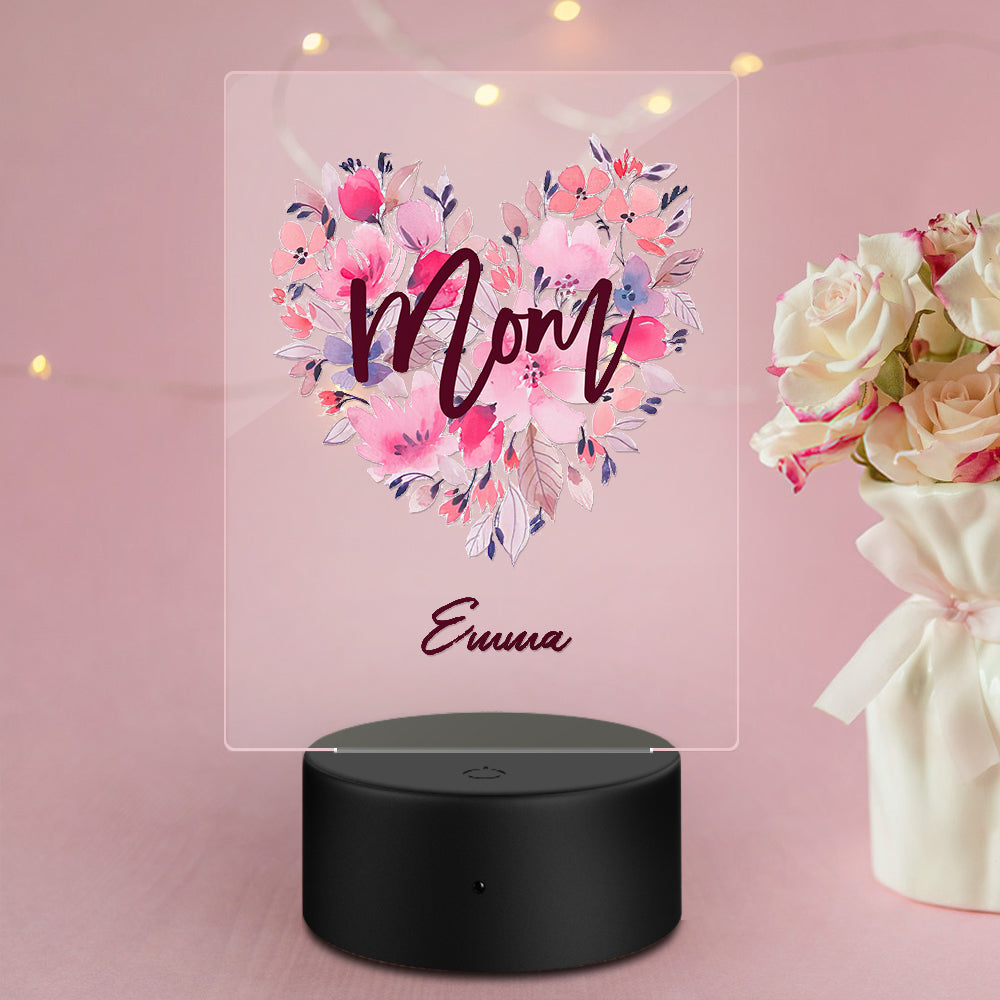 Custom Name Acrylic Night Light Gift for Mum - 