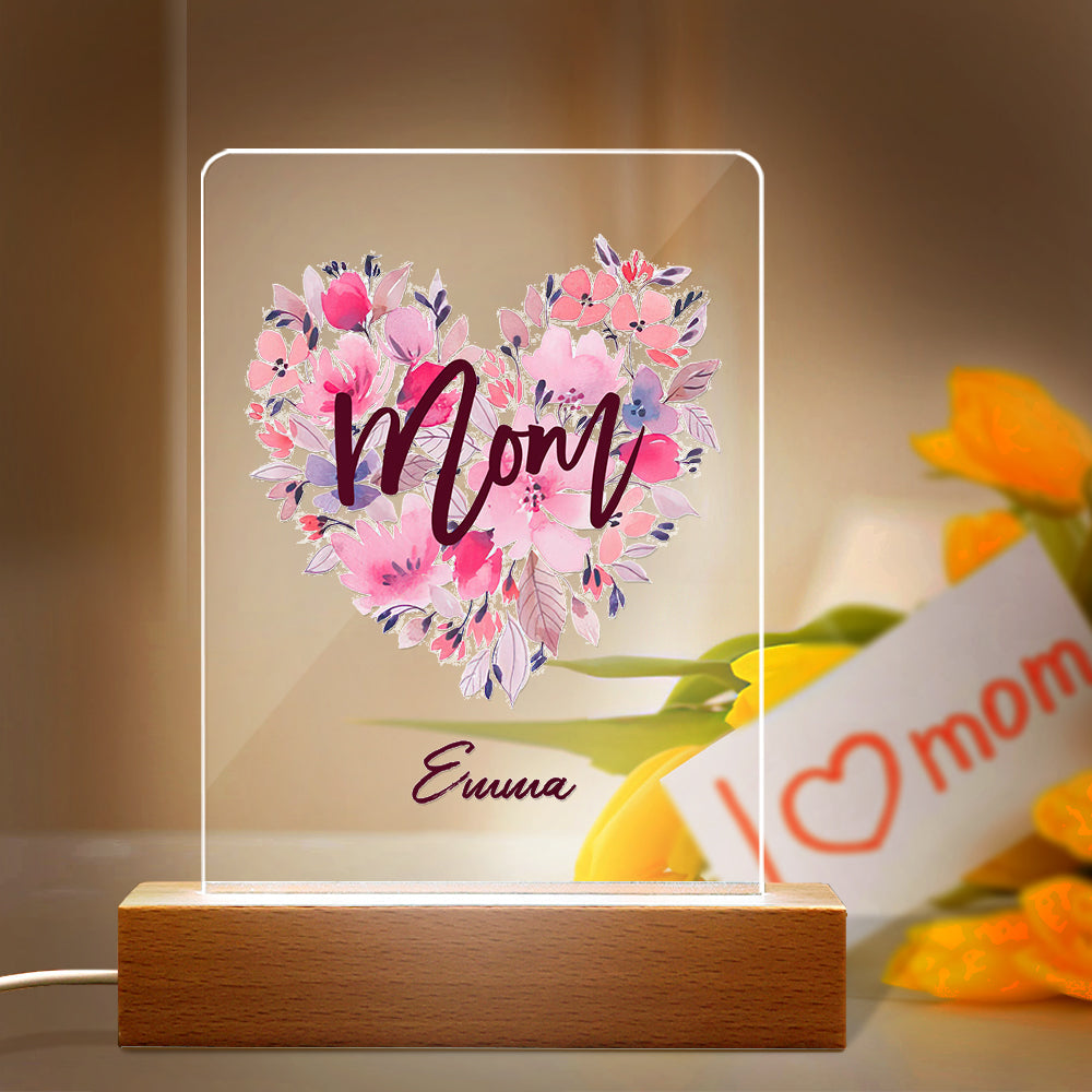 Custom Name Acrylic Night Light Gift for Mum - 