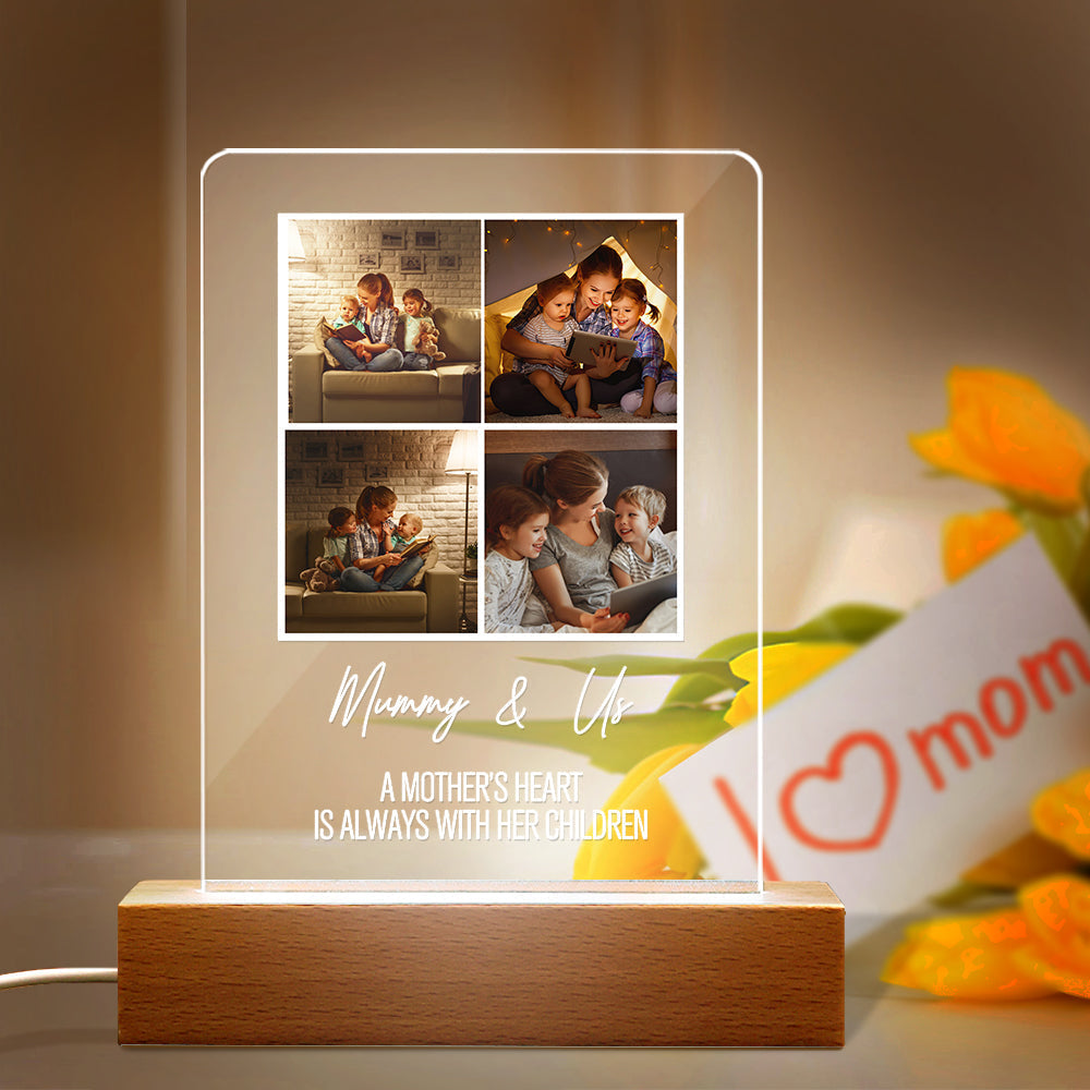 Custom Photos Acrylic Lamp Gift for Mom - 