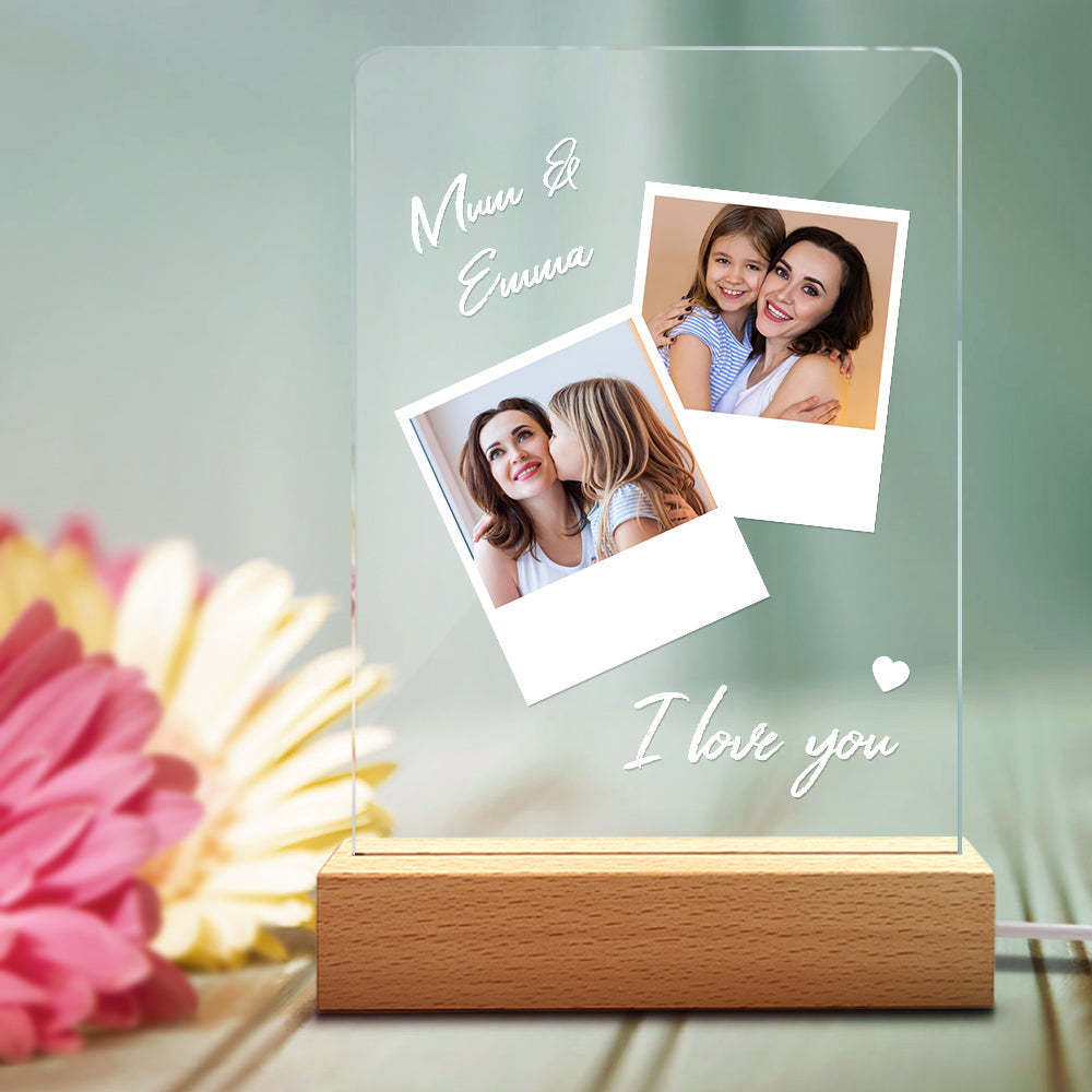 Mother's Day Gift Personalized Photo and Name Acrylic Lamp - 